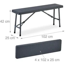 Relaxdays Bierbank 102 x 42 x 25 cm Grau