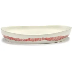 Serax - Feast Servierschale M, white / red stripes
