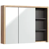 Lomadox Badezimmer Spiegelschrank 100 cm DANZIG-56 in Shetland Eiche Nb. mit Graphitgrau, b/h/t: ca. 100/75/18 cm