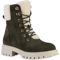 VAN HILL Damen Schnürstiefeletten in Olivgrün