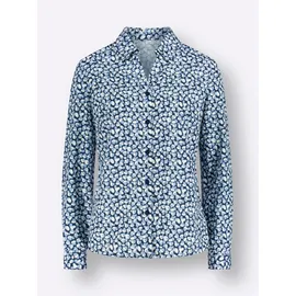 Sieh an! Langarmbluse in dunkelblau-weiß-bedruckt | Gr.: 50