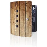 banjado Schlüsselkasten Edelstahl Geöltes Holz (verstellbarer Magnetverschluss, mit 10 Haken), 24 x 21,5 x 7 cm schwarz