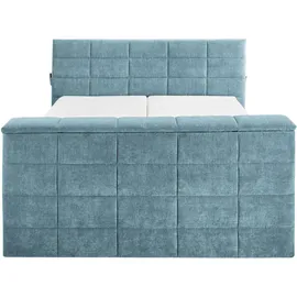 ed-lifestyle polstermöbel Boxspringbett Denver Blau, ca. 180x200 cm, mit Topper