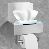 Toilettenpapierhalter Klopapierhalter Ohne Bohren Klorollenhalter Rollenhalter Toilet Paper Holder Mit Feuchttücherbox Ablage Für Badezimmer Selbstklebend Oder Bohren Silber Neu