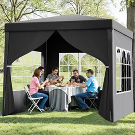 toboli Pavillon 3 x 3 m inkl. 3 Seitenteile Grau