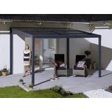 KONIFERA Anbaupavillon Anguilla, Schiebedach, in 292 cm und 392 cm Breite, Höhe: 208 bis 262 cm, Alu grau 392 cm x 305 cm