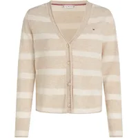 Tommy Hilfiger Strickjacke aus Wolle mit V-Ausschnitt, Beige, XXL