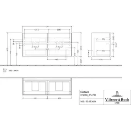 Villeroy & Boch Waschbeckenunterschrank 2 Auszüge 126,1 x 61,0 x 48,0 cm Weiß