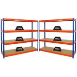 Proregal Mega Deal 2er-Sparset Profi-Schwerlastregal DINO HxBxT 180x200x60 cm Fachlast 500kg Blau/Orange