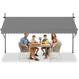 VA-Cerulean Klemmmarkise, Markise Sonnenschutz Balkon Ohne Bohren, Balkonmarkise Höhenverstellbar UV-beständig, Wasserabweisend mit Handkurbel (350cm Breit, Hellgrau)