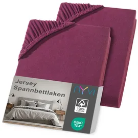 nyvi Spannbettlaken Jersey 120 x 200 - 130 x 200 cm rot 2 St.