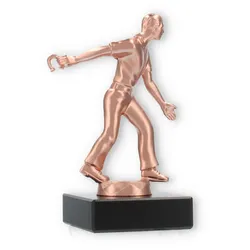 Pokal Metallfigur Hufeisenwerfen bronze auf schwarzem Marmorsockel 13,3cm