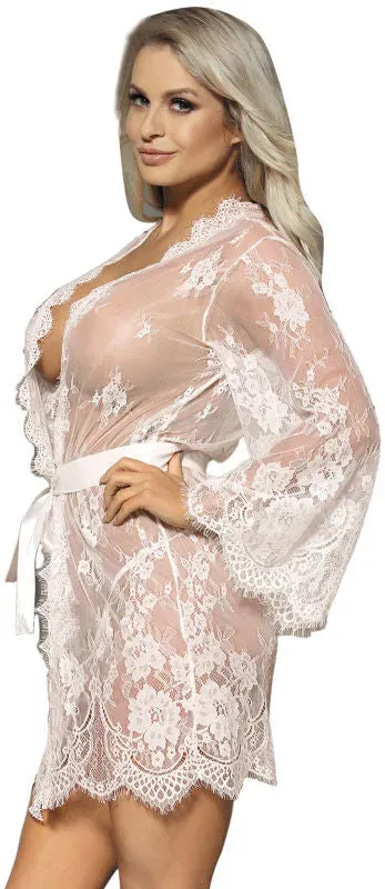 SUBBLIME  Babydoll mit ausgestellten Ärmeln & Spitze Weiß - S/M