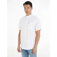 Tommy Jeans Kurzarmhemd TOMMY JEANS "TJM REG MAO LINEN BLEND SS SHIRT", Herren, Gr. XL, N-Gr, weiß, Obermaterial: 58% Baumwolle, 42% Leinen, Kurzarm, Hemden, in melierter Optik