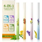 4 Teiliger Kräuter Diffusor Stift, Herbal Diffuser, Mullein Kräuter Lungenreiniger, Steigert die Vitalität, Sanfte Pflege, Erfrischend und Belebend, Für Männer und Frauen Geeignet