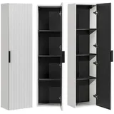 Lomadox Hochschrank ADELAIDE-56-WHITE Badezimmerschrank 1-türig, gerillte Front, B/H/T: 35/140/25 cm weiß