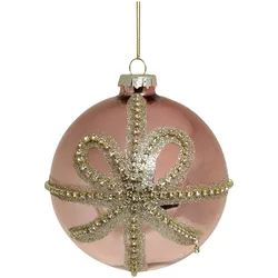 Chic Antique Weihnachtskugel Rosa Glitzerschleife, D10 cm, rosa