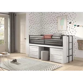 58 aufm Kessel Halbhochbett Keelia 90 x 200 cm Holzart unbekannt weiß