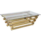 SalesFever Couchtisch, 130 x 70 cm | Gold/Klarglas | 368305