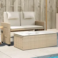 KKHOMEI Balkonmöbel Kleiner Balkon mit Schlaffunktion, Gartensofa 4 Sitzer mit Hocker, Balkon Lounge Klein, Rattan Sofa, Gartensofa mit Hocker