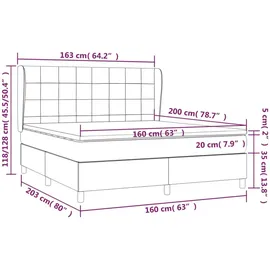 vidaXL Boxspringbett mit Matratze Hellgrau 160x200 cm Stoff