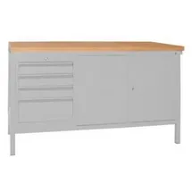 Pavoy Werkbank, 1500x700x900 mm, 1 Schubladenblock, 1 Schrank, RAL 7035
