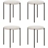 Homcom 4er-Set Esszimmerhocker Esszimmerstühle Küchenstuhl Metall Weiß,
