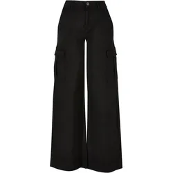 Stoffhose URBAN CLASSICS "Urban Classics Damen", Damen, Gr. 29, Normalgrößen, schwarz, 98% Baumwolle, 2% Elasthan, unifarben, loose fit, Hosen