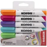 KORES Whiteboardmarker XW1: Rundspitze, 6er Etui