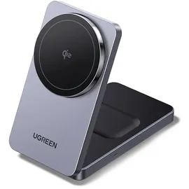 UGREEN Qi2 15W 2-in-1 Kabelloses Ladegerät Magsafe - Grau