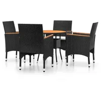 vidaXL 5-tlg Garten-Essgruppe Poly Rattan Schwarz