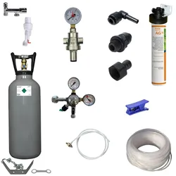 Anschlußpaket für Untertisch Anlage Sprudel Tafelwassergerät 6Kg CO2 OHNE Filter