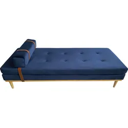 Daybed SALESFEVER, blau (blau, natur, natur), B:75cm H:42cm L:180cm, 100% Polyester, Daybetten, Gästebett Tagesbett, mit Kopf- und Nackenstütze, Tagesliege, Relaxliege