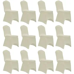 vidaXL Stretch-Stuhlhussen 12 Stk. Creme