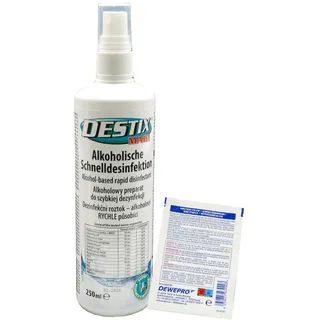 Destix Desinfektionsspray DX3100 250 ml inkl. 1 St. DEWEPRO SingleScrubs - Flächendesinfektion für kleine Flächen im Haushalt, Arztpraxen, Kliniken, Restaurants und Geschäften