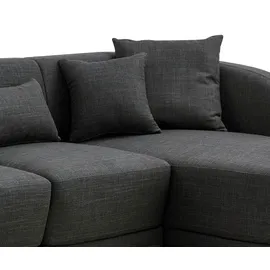 Livora Ecksofa Polyester 2-Sitzer Dunkelgrau