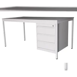 Szagato Schreibtisch 160x80 cm mit Schubladenschrank silber, 80x80 cm