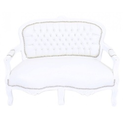 Casa Padrino Barock Kinder Sitzbank Weiß Lederoptik / Weiß Antik Stil Kinder Sofa