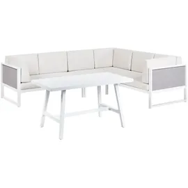 Beliani 6-Sitzer Lounge Set Aluminium grau/weiß