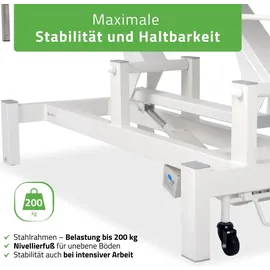 Habys Fortis 4 Ergo | Elektrische Behandlungsliege Therapieliege Massageliege | 4-Segmente | Handfernbedienung Hellgrau-Weiß | 192 x 68 cm