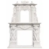 Casa Padrino Luxus Barock Marmor Kaminumrandung Weiß 300 x H. 430 cm - Prunkvolle Barock Wohnzimmer & Hotel Möbel