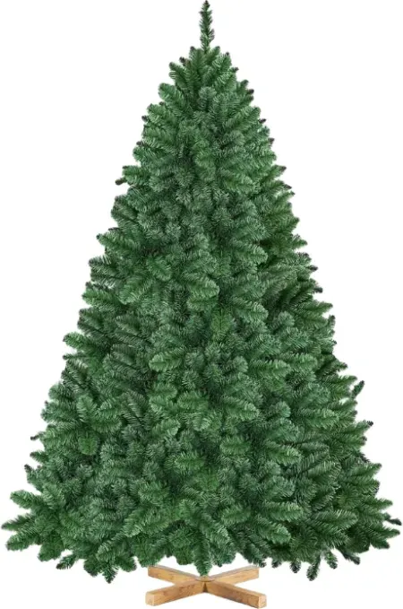 Yaheetech 1,83 m Künstlicher Weihnachtsbaum, dichter Wuchs, mit 903 Spitzen, Holzoptik-Metallständer und Scharnierzweigen, Grün
