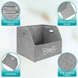 Belle Vous Aufbewahrungskorb faltbar für Hundespielzeug und Hundekleidung  grau
