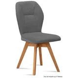 58 aufm Kessel Esszimmerstuhl Küchenstuhl drehbar (2er-Set) Draga 51x92x60 Eiche geölt/Marsala (Lieferung bis Verwendungsstelle, 8 St), Stabiles Gestell aus Massivholz pflegeleichter Bezug aus Microfaser grau
