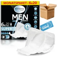 Harmony Care® Men SUPER saugstarke Inkontinenzeinlagen für Männer bei leichter bis mittlerer Blasenschwäche - diskrete Einlagen für Männer bei Inkontinenz - 120 Stück