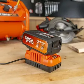 varo - vic van rompuy nv VARO POWDP90640 Set Powerplus Ladegerät 4.0A für 20V / 2 x 20V Akkus - Akku- 40V / 2 x 20V 5.0Ah, 2.5Ah