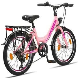 Licorne Bike Stella Premium City Bike 20,24,26 und 28 Zoll Fahrrad für Mädchen Herren und Damen 21 Gang (6 Gang bei 20 Zoll) Holland Citybike Rosa
