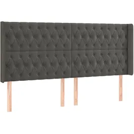 vidaXL Boxspringbett mit Matratze & LED Dunkelgrau 180x200 cm Samt