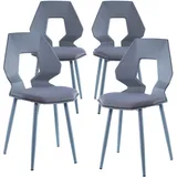 TRISENS 2er 4er Set Design Stühle Esszimmerstühle Küchenstühle Wohnzimmerstuhl Bürostuhl Kunststoff, Farbe:Grau/Grau, Menge:4 St.