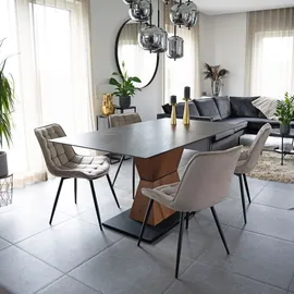 Home Deluxe Polsterstuhl Esszimmer IKALO - 8er Set - Samt Hellbraun